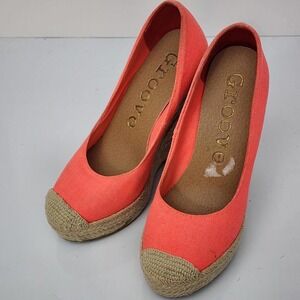 694‎ Groove Women Textile Platform Wedge Espadrille Size 7M